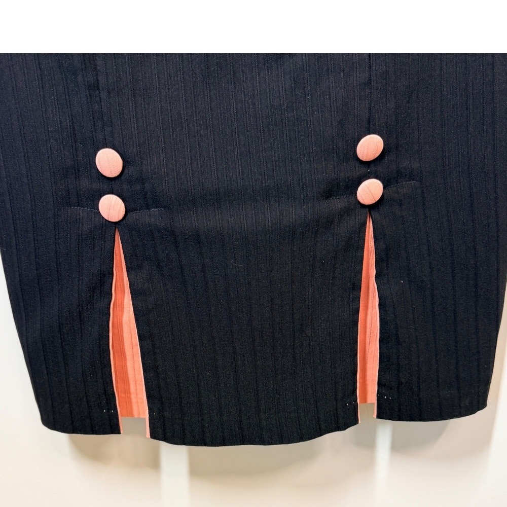 Stop Staring! Black Wiggle Dress Soft Pink Trim XL Vintage Pin-Up Midi - Picture 12 of 16